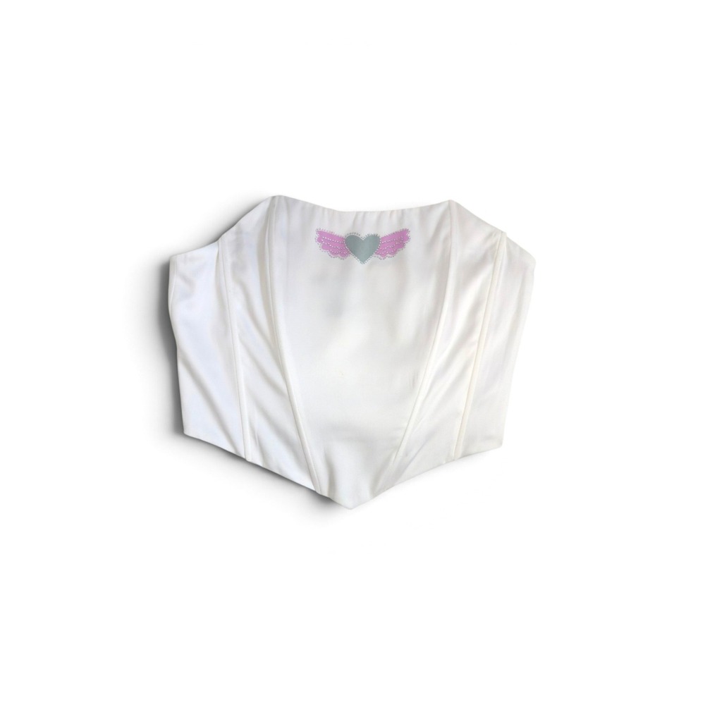 Forever 21 NWT White Fairy Corset Angelcore McBling Winged Heart Retro Y2K Style